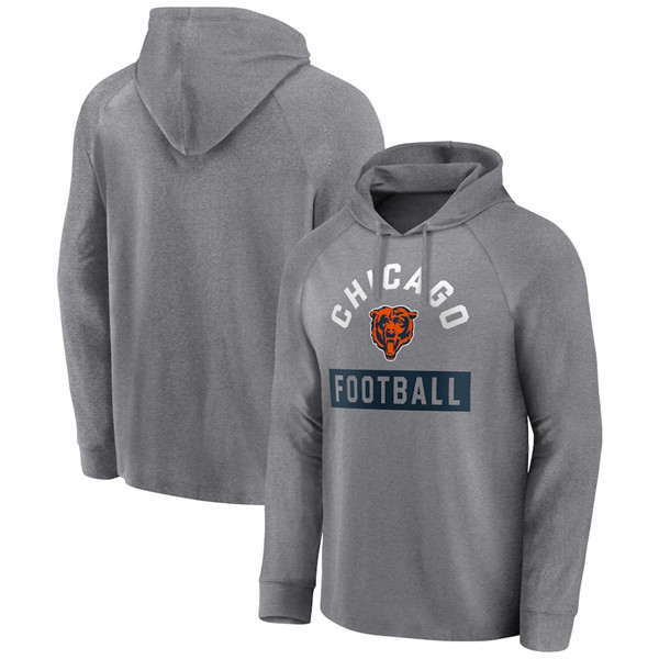 Men's Chicago Bears Heathered Gray No Time Off Raglan Pullover Hoodie